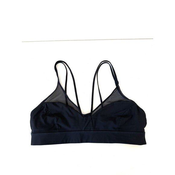Lululemon Anew Bra Womens Size 10 Navy Blue Sporty Sheer Mesh Sports Bra LWAGFS - Picture 1 of 6